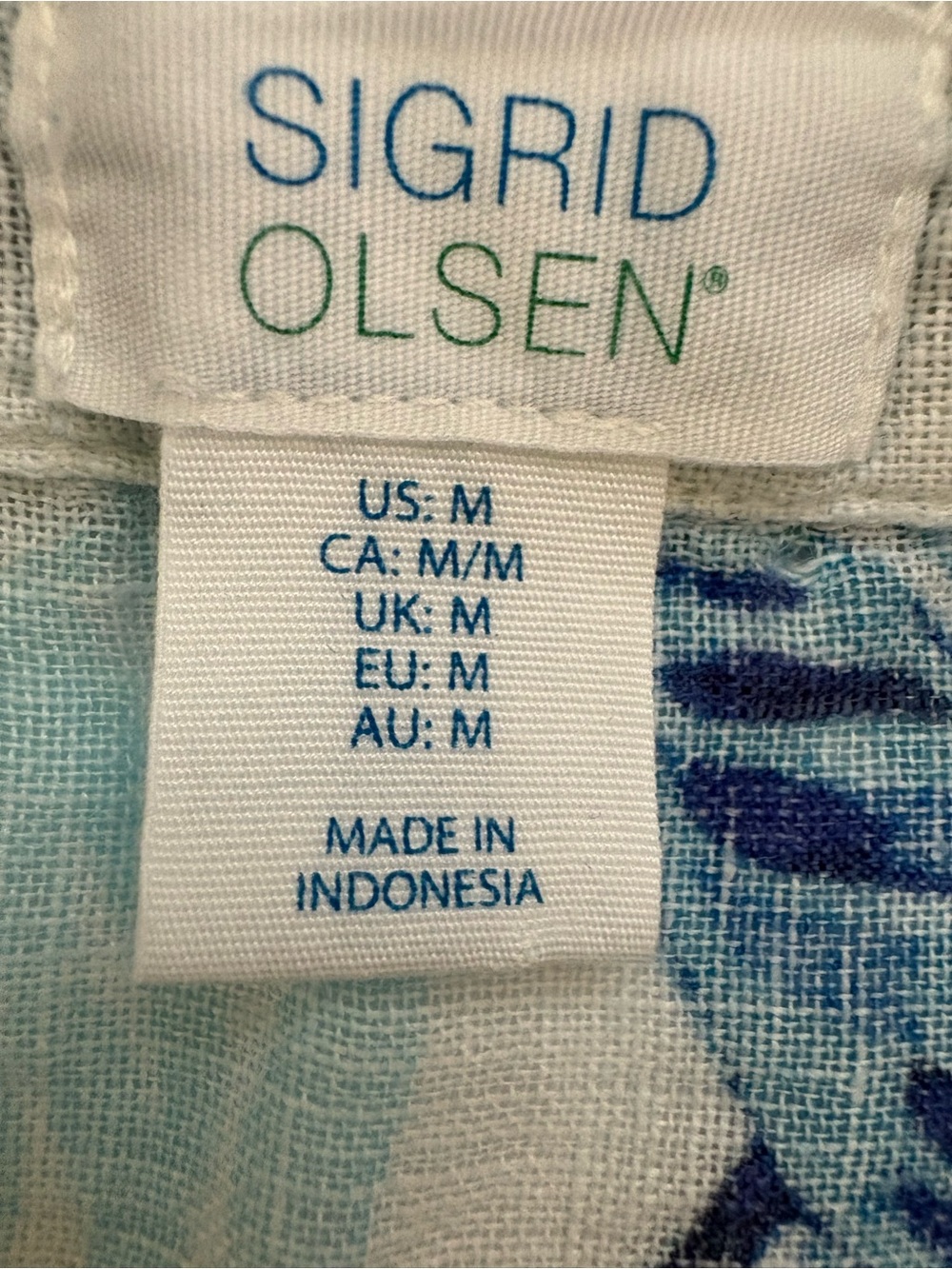 Sigrid Olsen 100% Linen Blue Tropical Palm Leaf Sleeveless Shirt Dress Medium - Picture 5 of 8
